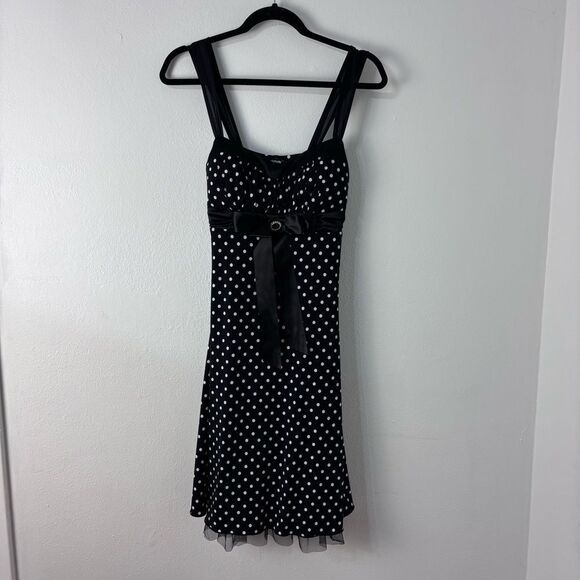 My Michelle Black White Polka Dot Babydoll Dress Y2K Coquette Retro Pinup M - Picture 1 of 12